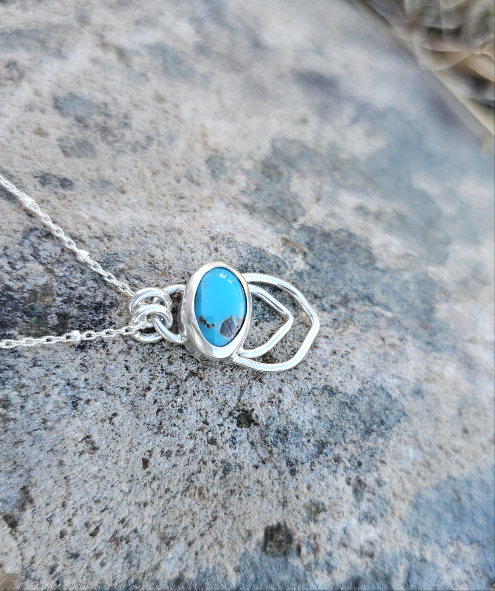 Turquoise & Sterling Petal Pendant