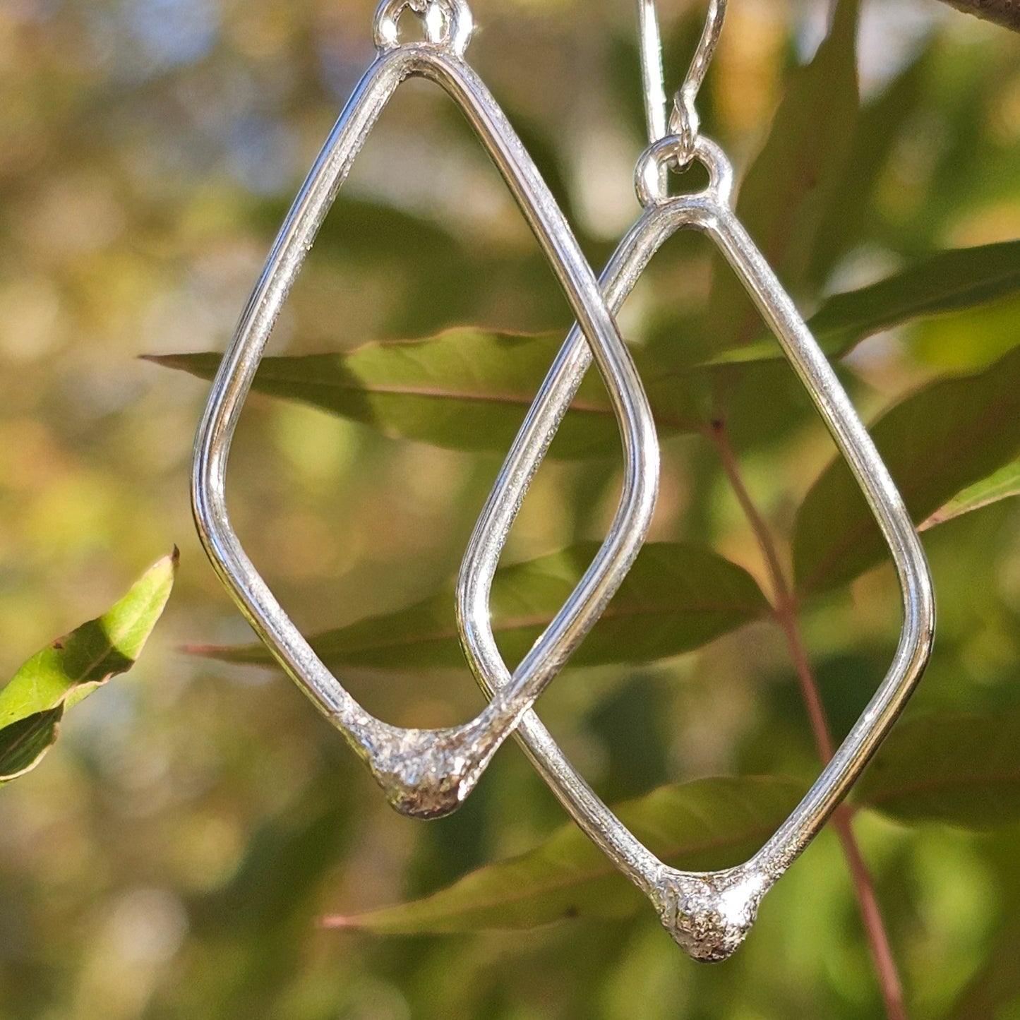 Melted Fine Silver Dewdrop Earrings