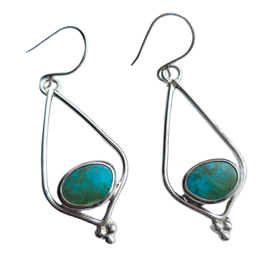 Kingman Turquoise Petal Earrings with Beaded Embellishments