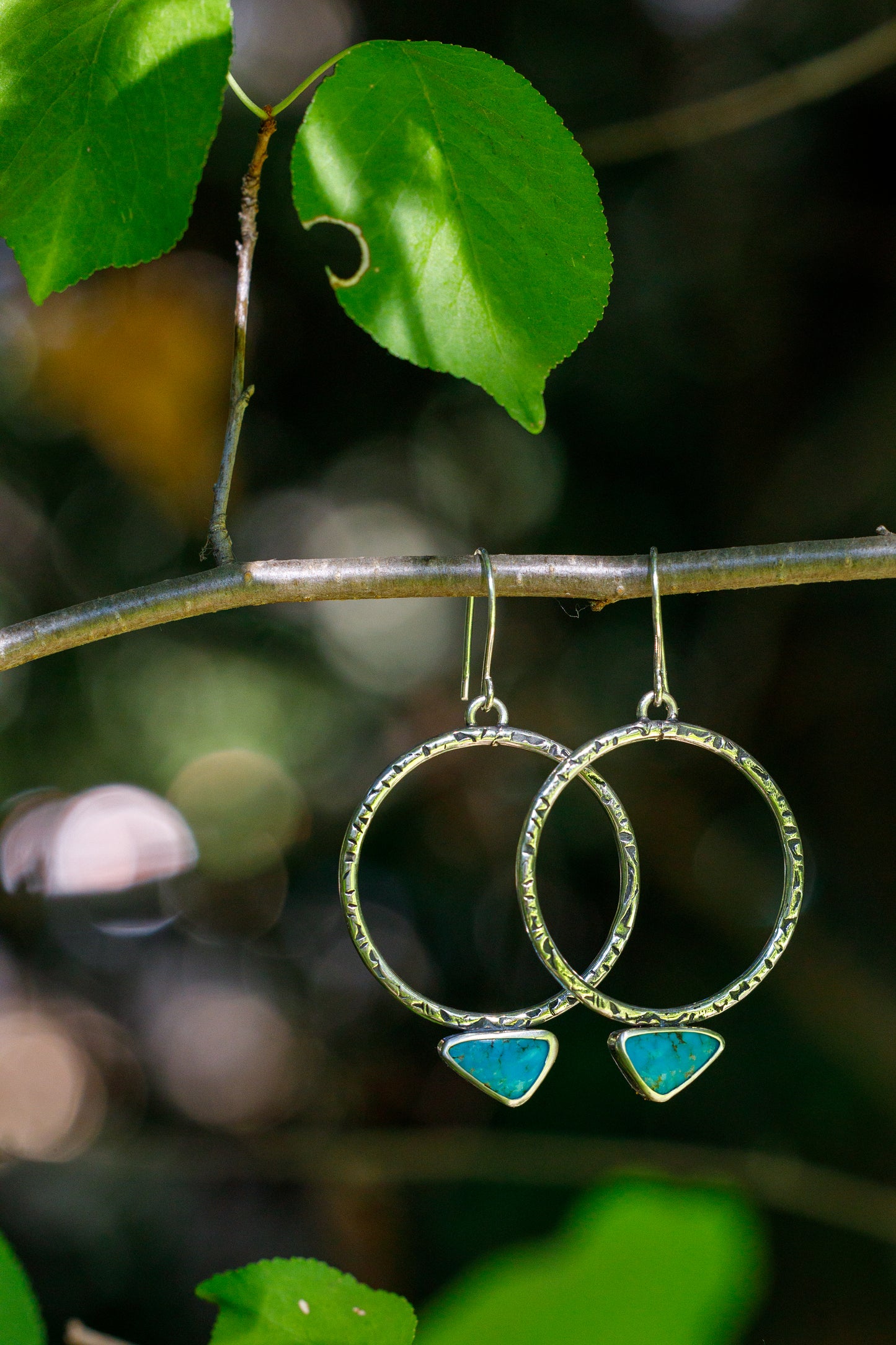 Textured Hoops with Kingman Turquoise