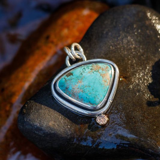 Turquoise Pendant with Detailed 14k Gold Accent