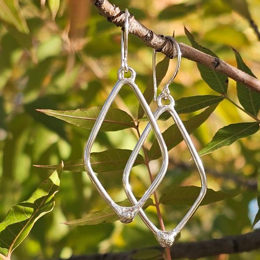 Melted Fine Silver Dewdrop Earrings