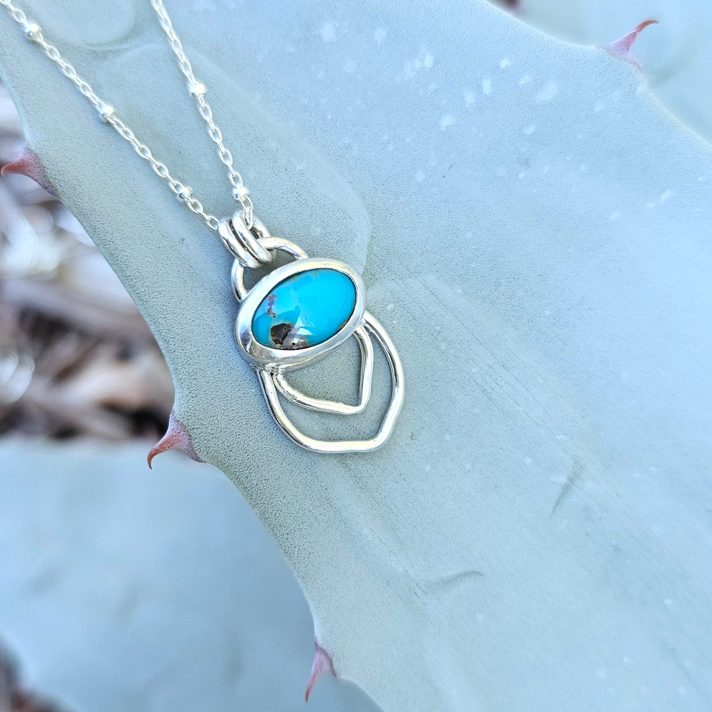 Turquoise & Sterling Petal Pendant