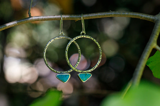 Textured Hoops with Kingman Turquoise